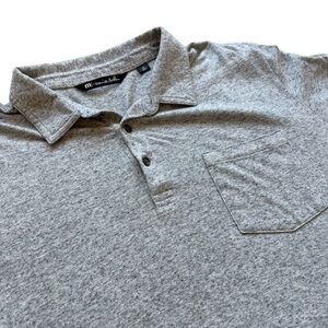 TravisMathew Polo Shirt Men's XL Heather Gray Short Sleeve Pocket Golf Stretch